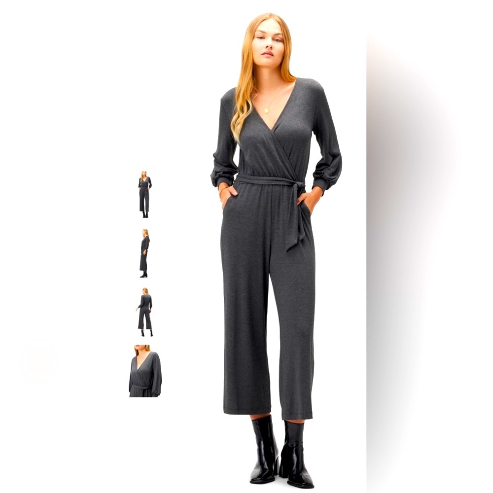 NWT! Gray Modal Jumpsuit with Pockets and Belt